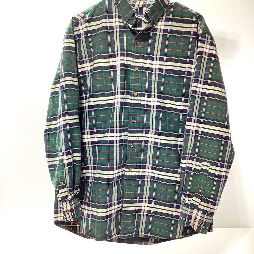 Land’s End Button Up Cotton Plaid Shirt